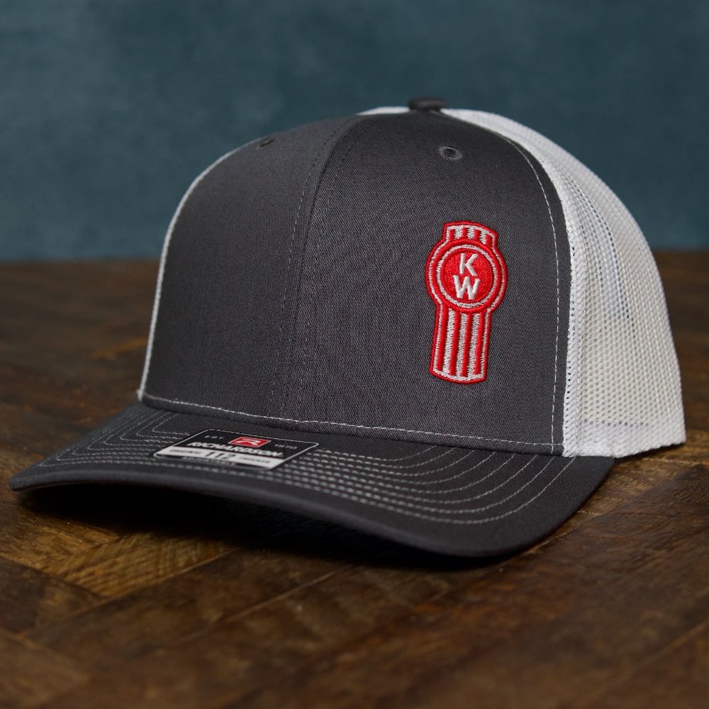 NEW- Kenworth Richardson 112 Charcoal/White Trucker Cap Hat Snapback Embroidered
